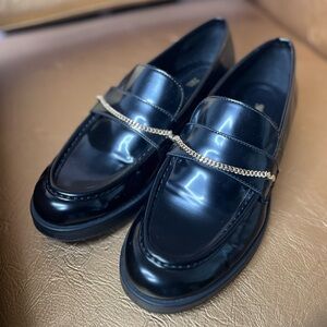 ZARA FAUX LEATHER LOAFERS WORN ONCE!!